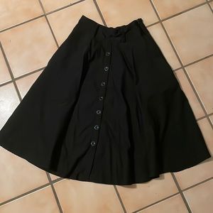 Gothic black MIDI skirt WITH POCKETS